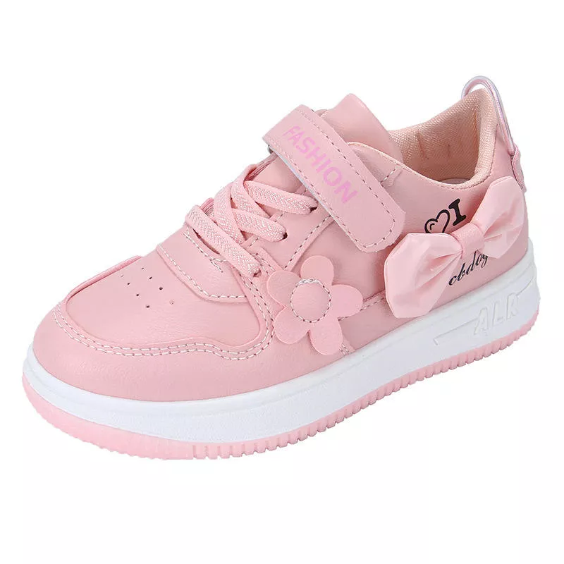 Kids Girl Casual Sneakers with Bowknot | Lightweight PU Shoes | Anti-Slip Rubber Sole | Fashion Baby Outdoor Shoes