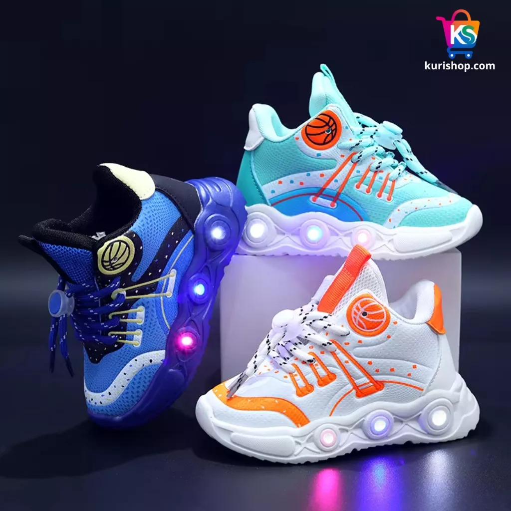 Kids LED Light-Up Sports Sneakers – Breathable Mesh Cartoon Shoes for Boys & Girls